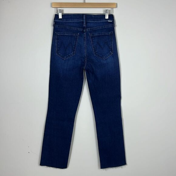 MOTHER The Rascal Ankle Snippet Straight Leg Raw Hem Mid Rise Dark Wash Size 26 - Picture 6 of 13